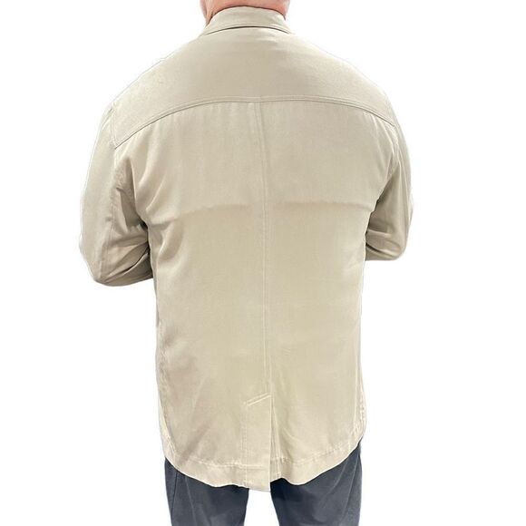 TOMMY BAHAMA 100% Silk Button Down Long Sleeve Khaki Unstructured Blazer Sport C - Picture 7 of 8